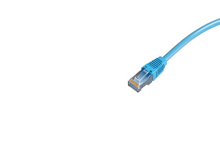 Light Blue Ethernet Cable with R J45 Connector Detailed Closeup View isolated on a transparent background