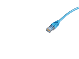Light Blue Ethernet Cable with R J45 Connector Detailed Closeup View isolated on a transparent background