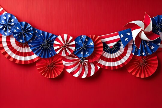 Paper fans in red, white, and blue for labor day