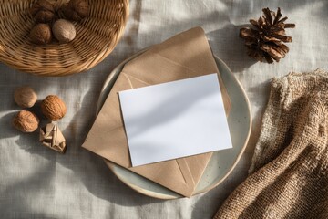 Rustic Autumnal Mockup: Blank Card in Earthy Tones