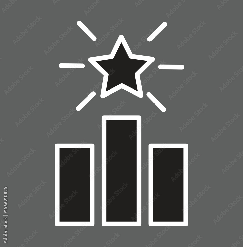 Poster chart with rising star icon showing seo performance uplift or keyword growth with transparent backgr