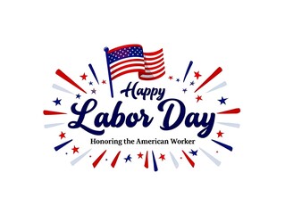 Happy labor day design with an american flag