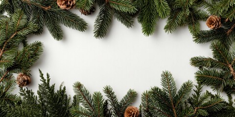 Evergreen Frame: A Serene Winter Botanical Composition