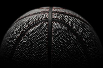 Black Basketball: Close-up Texture, Dramatic Lighting