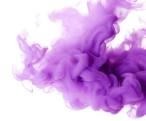 A cloud of purple smoke swirls gracefully, isolated on transparent background