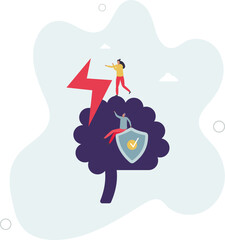 Stress management and mental protection from frustration.Healthy mind control to reduce anxiety from social media, character life .