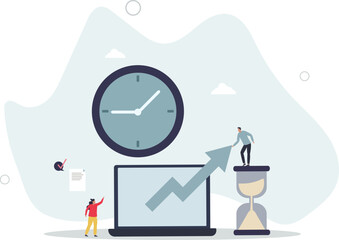 Time tracking and effective working hours management .Productive software app for employee work efficiency monitoring. character life .