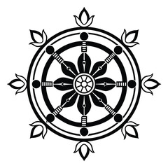 Claude Tibetan Mandala Design Vector &ndash; traditional geometric floral ornament isolated on white background.
