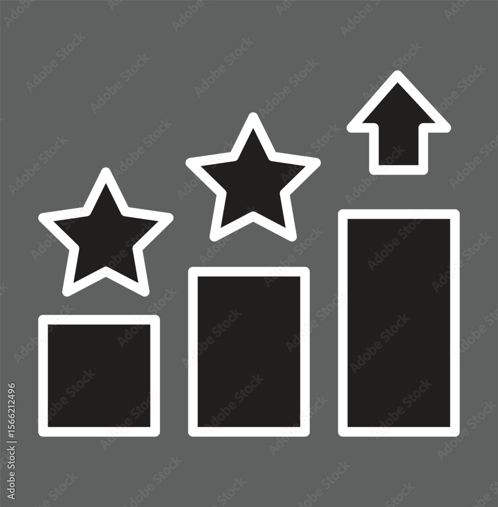 Aufkleber chart with rising star icon showing seo performance uplift or keyword growth with transparent backgr