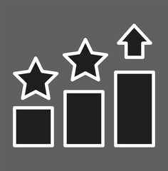 Chart with rising star icon showing SEO performance uplift or keyword growth with transparent background