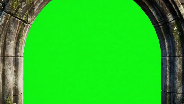 Medieval Wooden Doors Opening with Green Screen Background