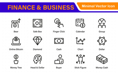 Finance and business line icons collection. Big UI icon set in a flat design. Thin outline icons pack.