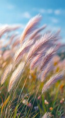 Golden wheat field swaying under a blue summer sky