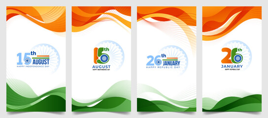 independence day and republic day tricolor abstract background and typography