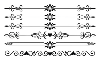 Collection of elegant black decorative dividers and borders perfect for design and decoration