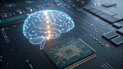 Artificial intelligence ai brain circuit board technology neural network deep learning concept future