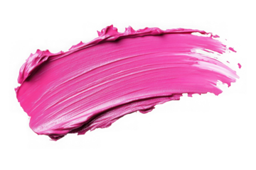 Vibrant pink lipstick swatch texture, cosmetic beauty makeup product, glossy creamy stroke, isolated element, isolated on transparent background