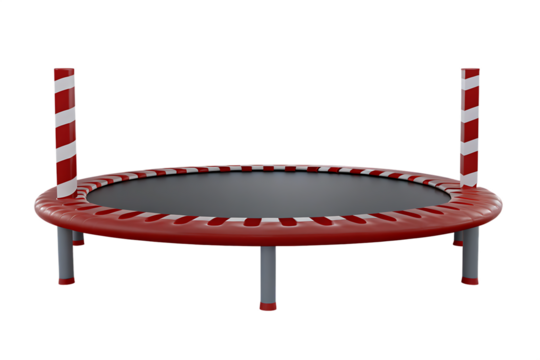 Red and white striped trampoline for outdoor fun isolated on a transparent background - Powered by Adobe