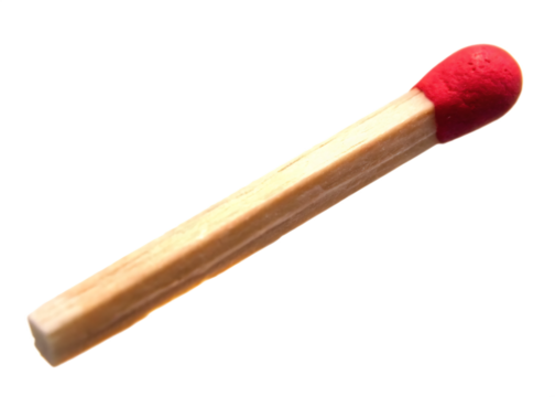 Red tipped wooden match on isolated on a transparent background image