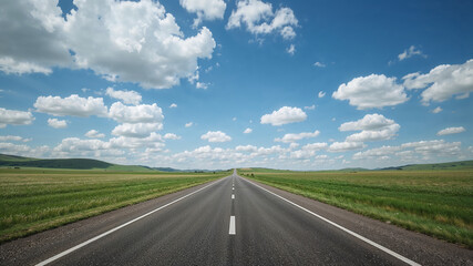 Endless road stretching into vast horizon