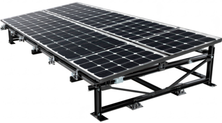 Solar panel array on a metal frame