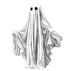 vector illustration ghost helloween with dotted stipple