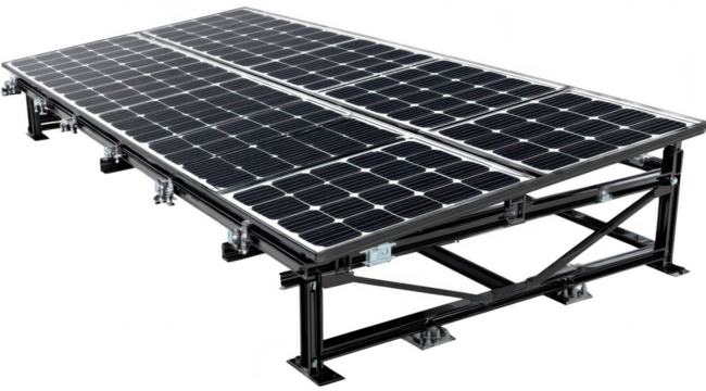 Solar panel array on a metal frame