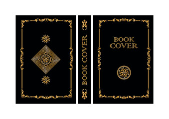 book cover design with retro decorations	