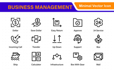 Business management line icons. For website marketing design, logo, app, template, ui, etc. Outline icon collection.