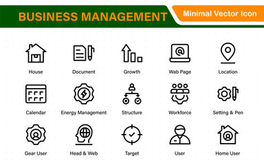 Business management line icons. For website marketing design, logo, app, template, ui, etc. Outline icon collection.