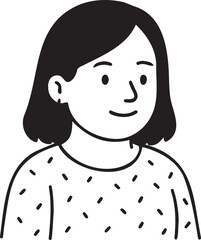 Minimalist portrait illustration of a young woman