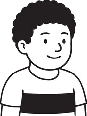 Line art of a boy with afro hair
