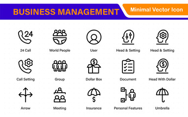 Business management line icons. For website marketing design, logo, app, template, ui, etc. Outline icon collection.