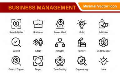 Business management line icons. For website marketing design, logo, app, template, ui, etc. Outline icon collection.