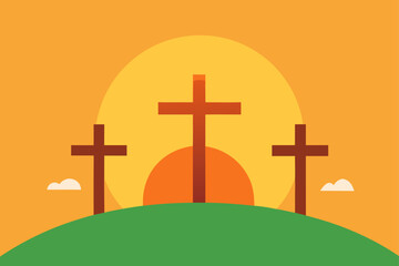 Sunset Crucifixion Three Crosses at Sunset