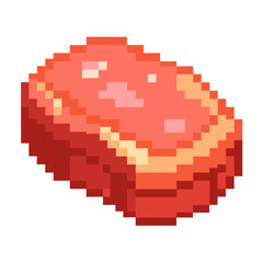 Obraz premium Pixel Art Raw Meat Retro Style Digital Food Illustration