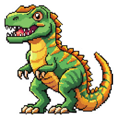 Pixel Art Dinosaur Illustration   Retro Game Style T Rex Character