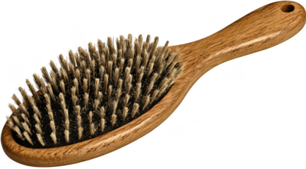 Oval wooden hairbrush with natural bristles