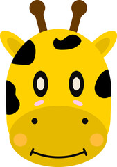 Cute giraffe kawaii, wild safari jungle animals giraffe, Vector illustration of jungle animal faces and heads. cute lion faces. Kids graphic for print or poster. Vector hand drawn illustration.