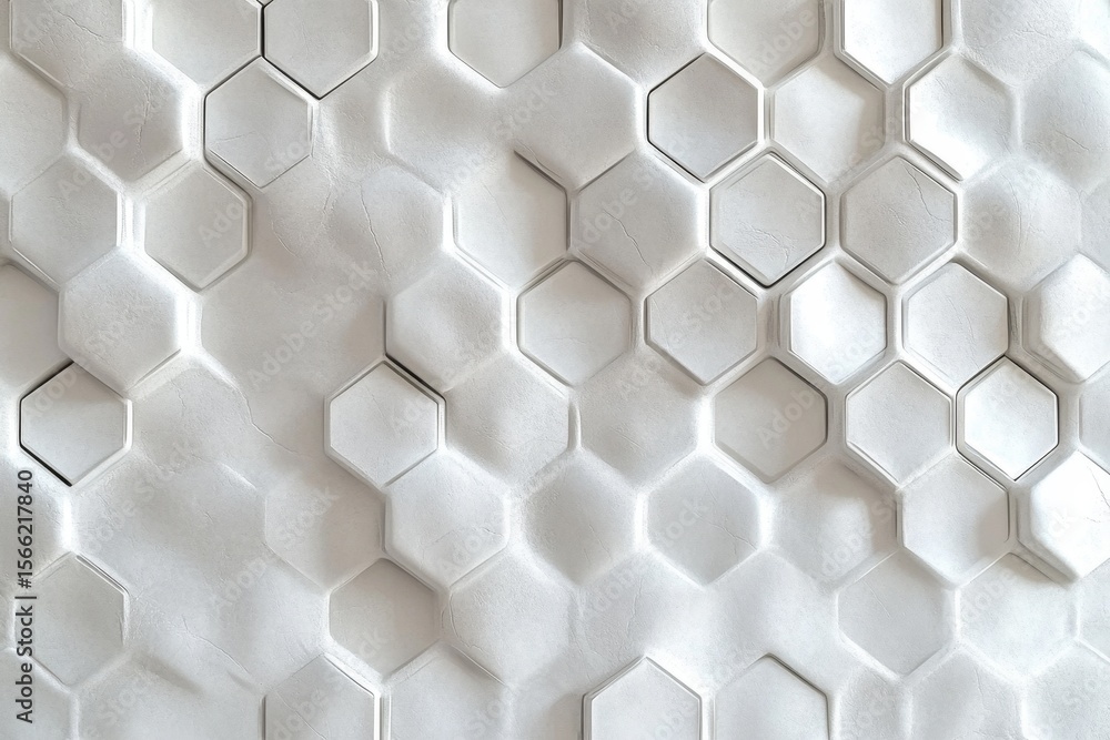 Poster hexagonal honeycomb texture in white creates a seamless and modern pattern for various design applic