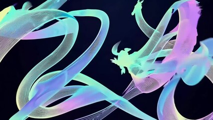 Artistic abstract depiction of horse breeding in flowing animation