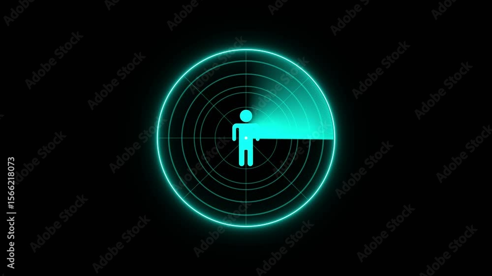 Poster signal transmitted sonar radar with line digital technology background, futuristic radar scan detect