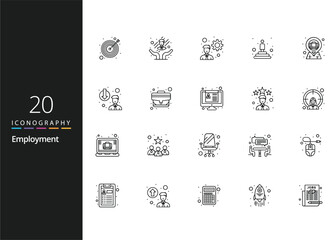 employment line icon pack like hardware computer chair teamwork interview