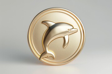 Detailed Visual  of 3D Medal Coin with Dolphin Icon