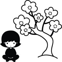 boy and girl with flowers