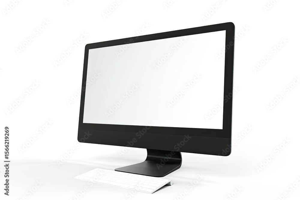 Poster detailed color picture of computer with empty screen on white background vector computer mockup