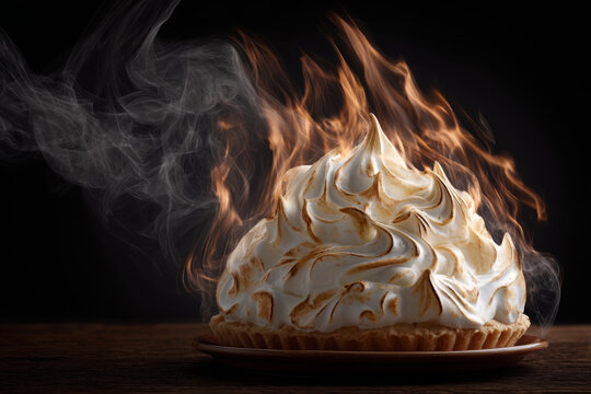 Alaska meringue is aflame creating sense of excitement and anticipation
