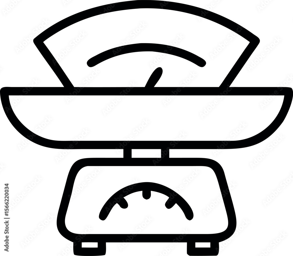 Poster vector art of a simple line drawing of a balance scale isolated on white background