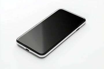 High Definition Visual of Modern White Smartphone with Black Screen Isolated on White