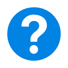 Blue question mark button icon for help and information